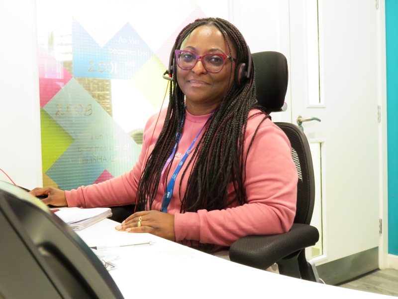 ISHA receptionist.